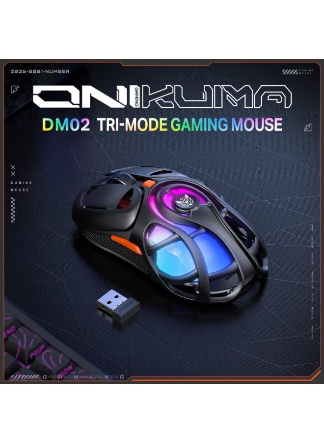 أونيكوما ماوس الألعاب DM02 ثلاثي الأوضاع بإضاءة RGB، يدعم الاتصال اللاسلكي بتردد 2.4 جيجاهرتز، والبلوتوث، والاتصال السلكي، بتصميم خفيف الوزن على شكل خلية نحل، ودقة DPI قابلة للتعديل بستة مستويات تصل إلى 12800، ومعدل استجابة فائق السرعة 1000 هرتز، وشكل مريح لألعاب الكمبيوتر. - Image 2